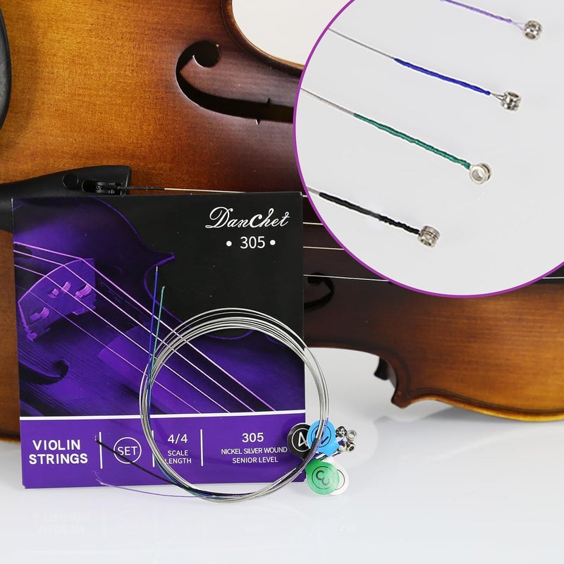 Danchet Violin Strings 4/4 Full Set Senior Level, Ball End, Nickel Silver Wound 305… - Image 4